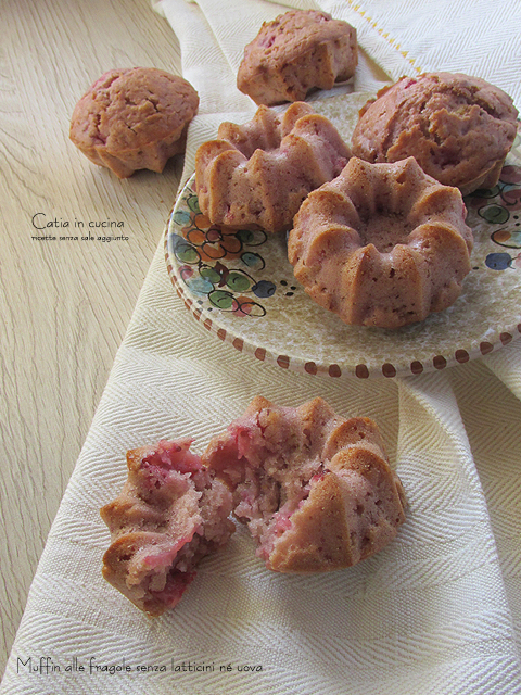 muffins de fresa sin lácteos ni huevos