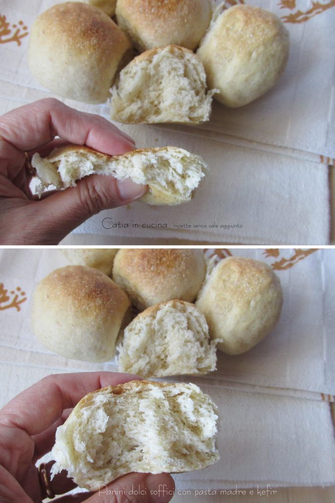 panecillos dulces suaves con masa madre y kéfir