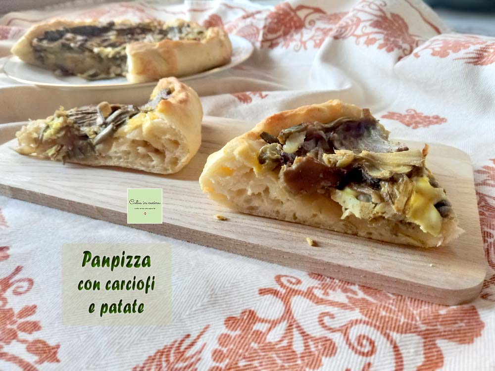 Panpizza con alcachofas y patatas