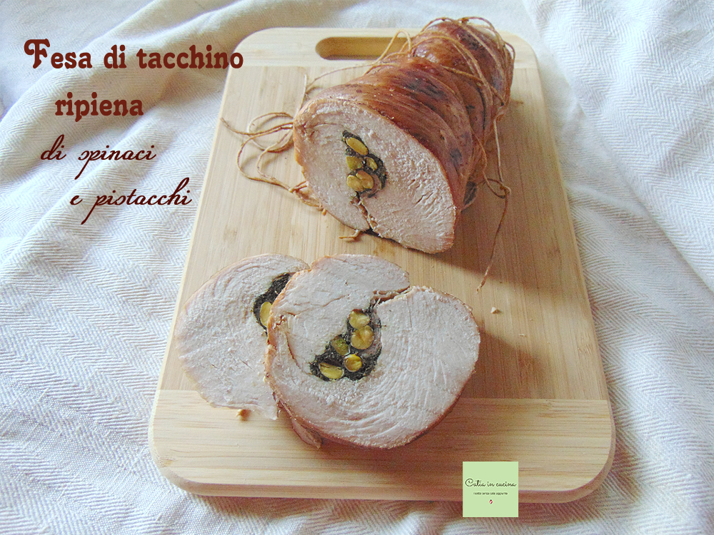 pechuga de pavo rellena de espinacas y pistachos