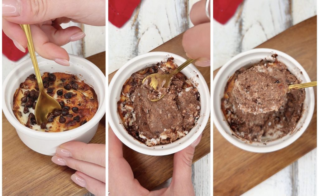 Dulce cremoso de ricotta y chocolate en freidora de aire