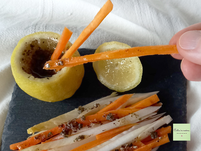crudités con vinagreta de zaatar