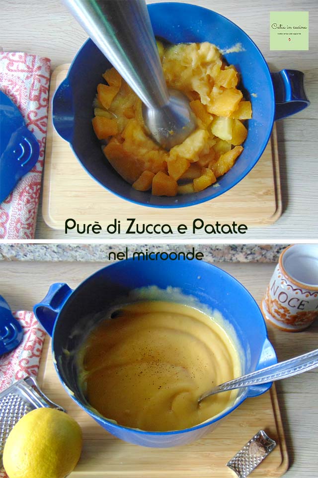 puré de calabaza en el microondas - triturar