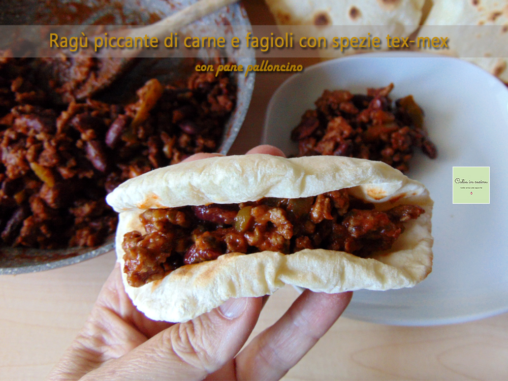 Ragú picante de carne y frijoles con especias tex-mex