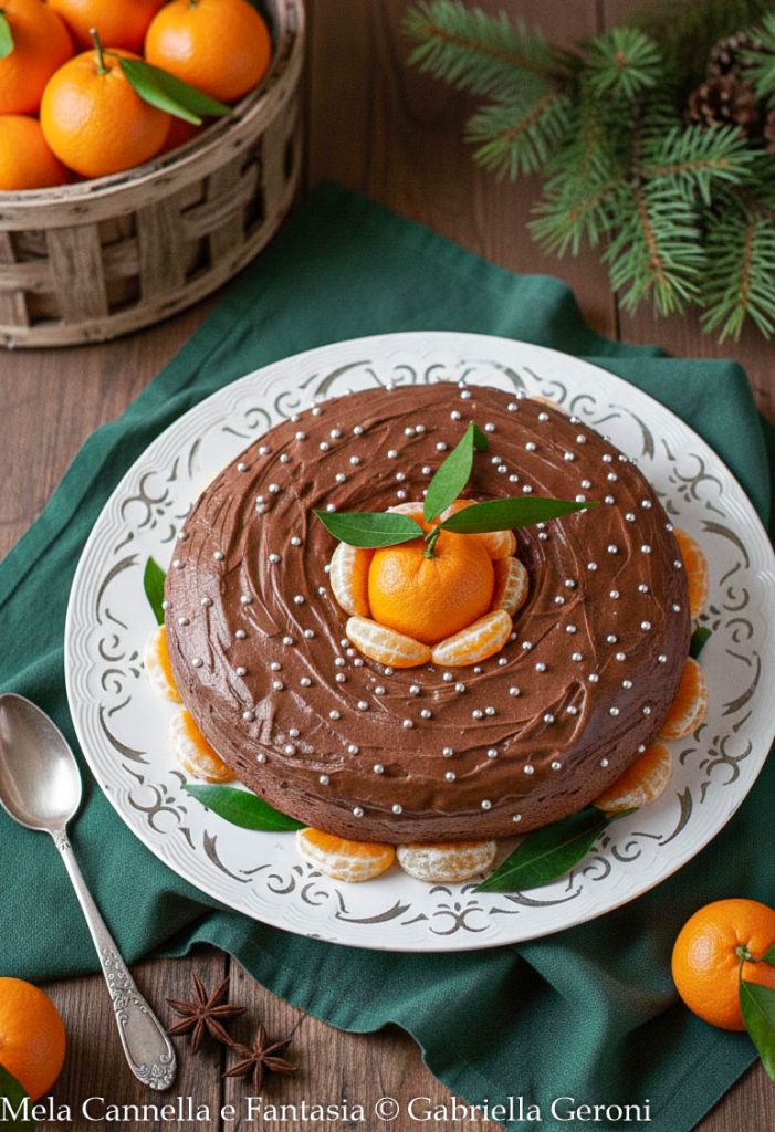 rosquilla suave de clementinas y glaseado de chocolate negro