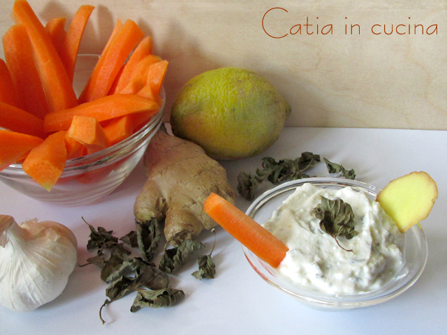 salsa de ricotta con menta y jengibre