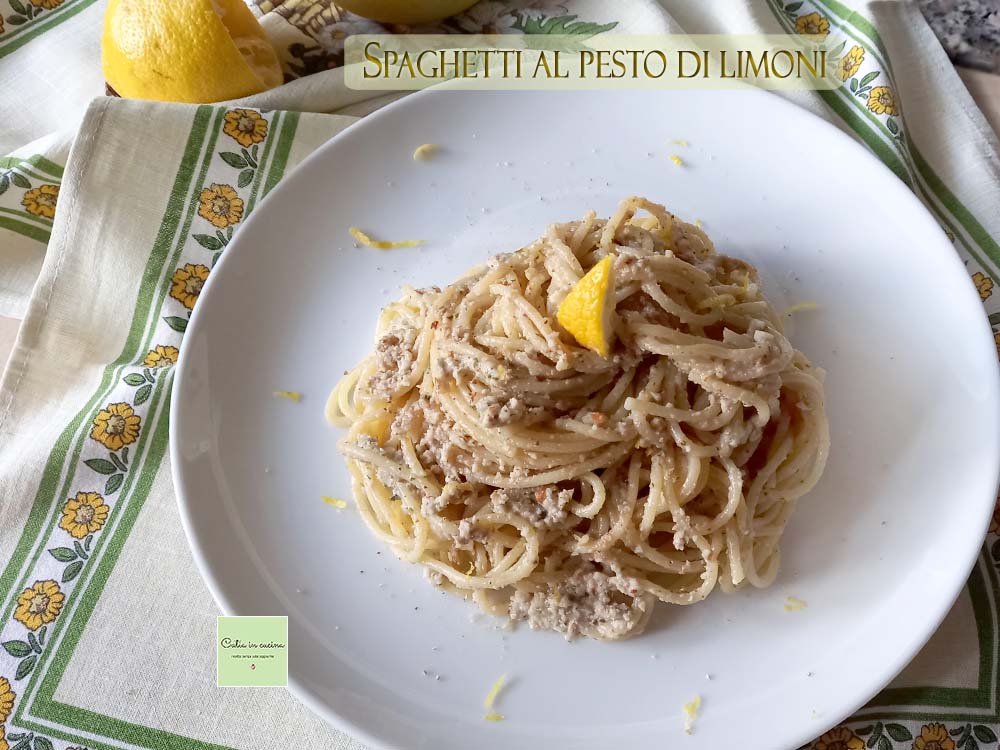 Spaghetti al pesto de limones