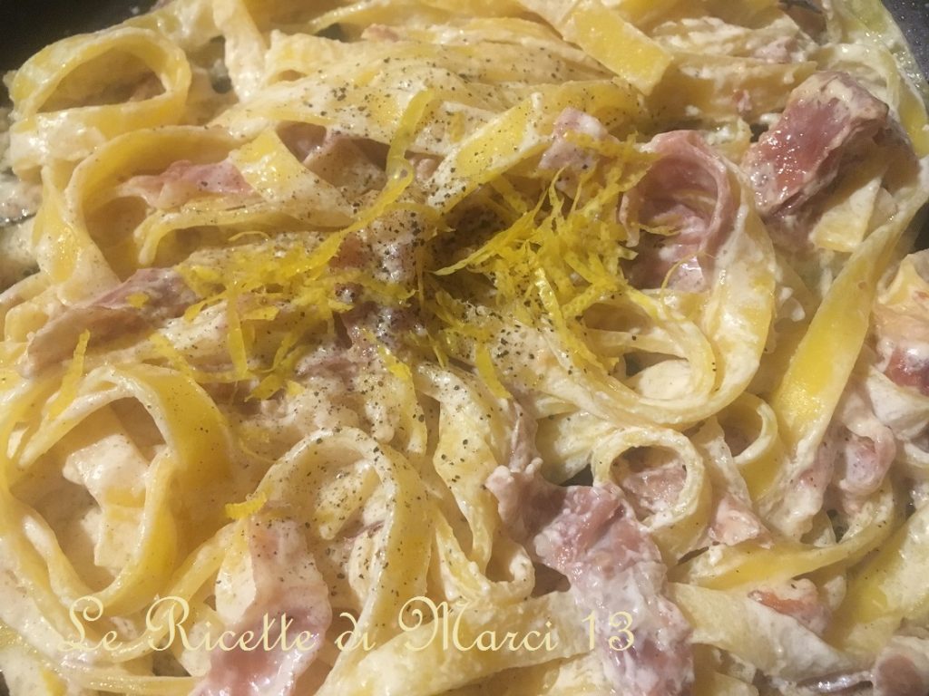 tagliolini al limón nata y jamón serrano