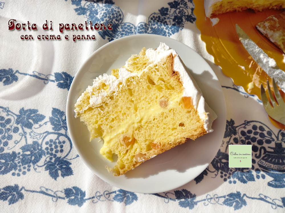 tarta de panettone porción