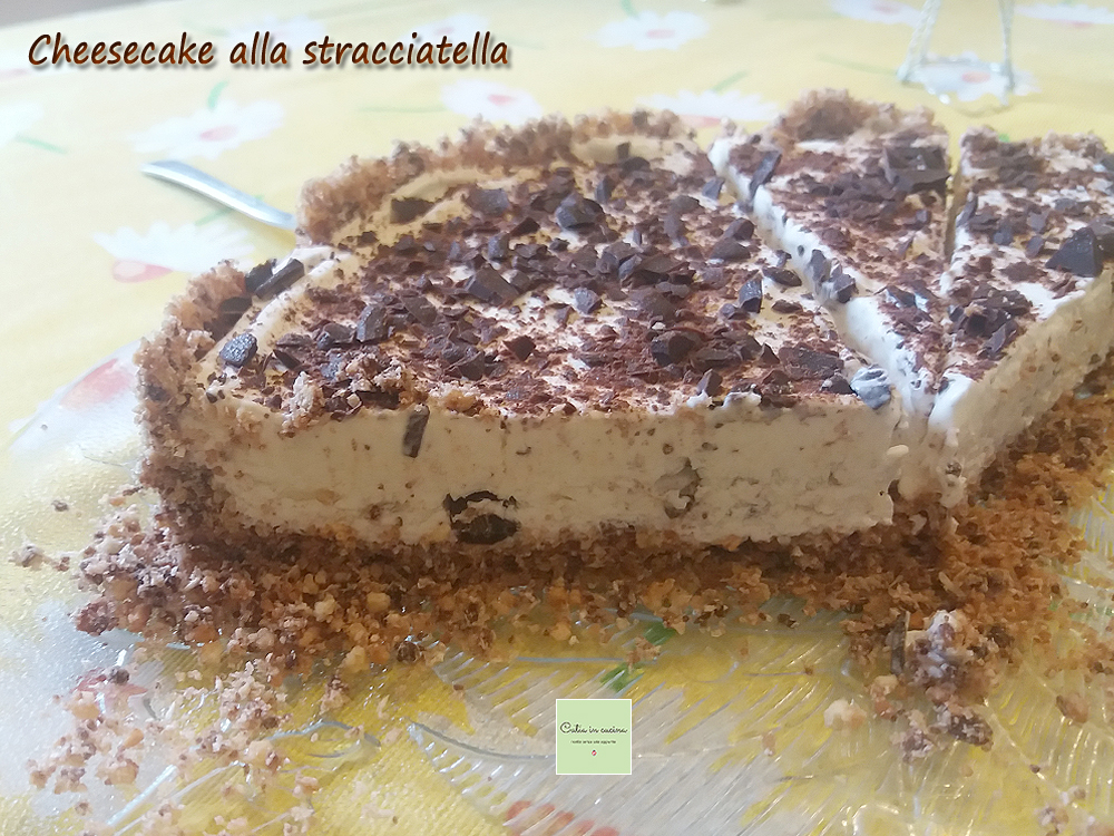 tarta de queso stracciatella cortada