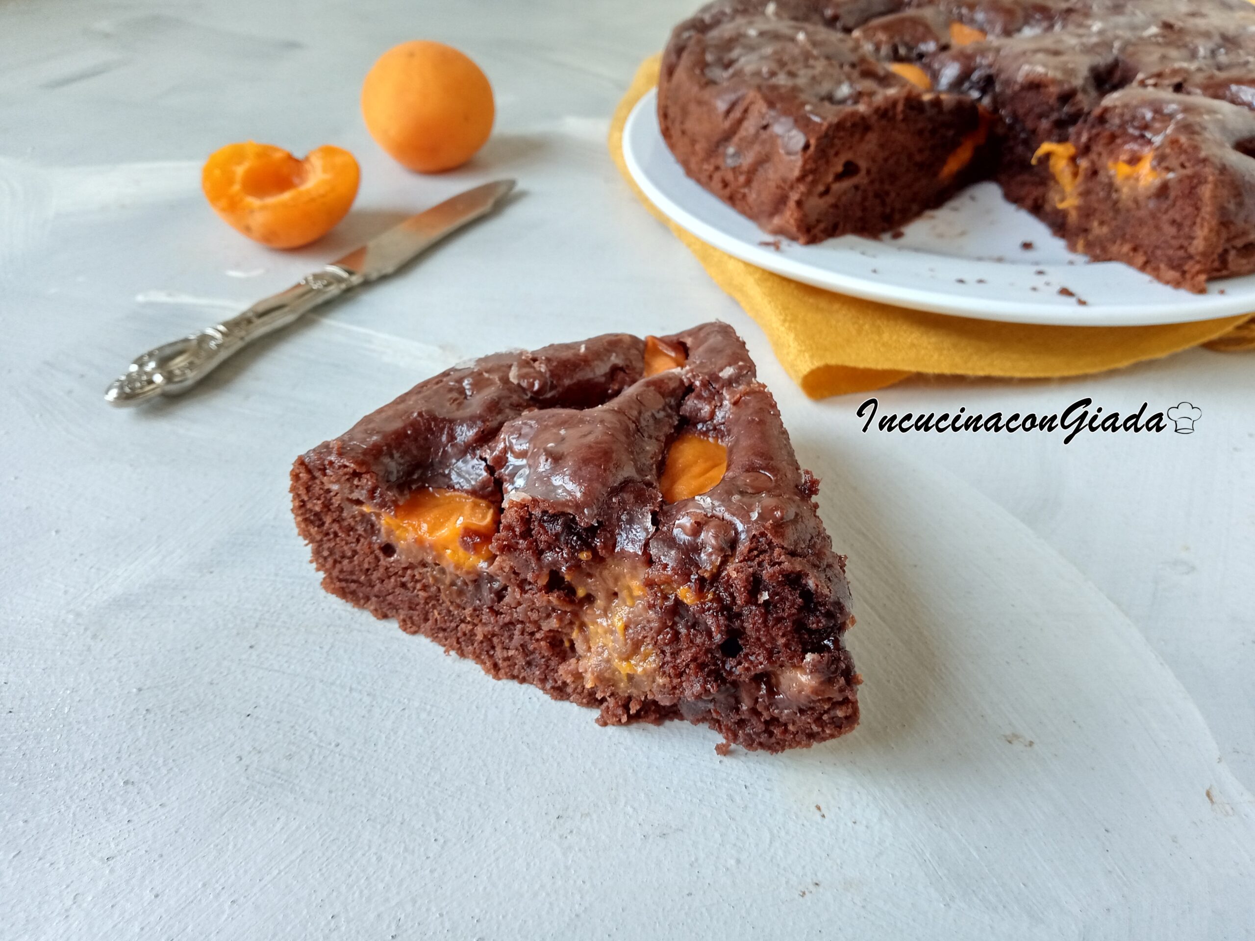 TARTA LIGHT CON CACAO Y ALBARICOQUES