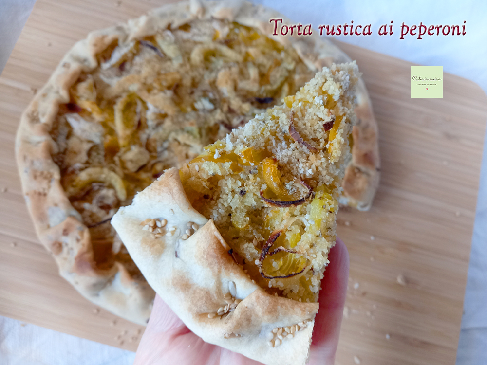 Tarta rústica de pimientos con masa loca de semillas
