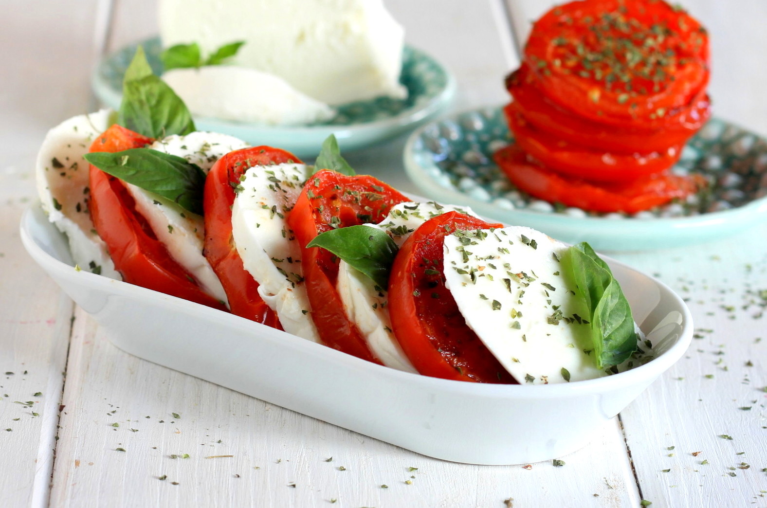Caprese con tomates a la parrilla