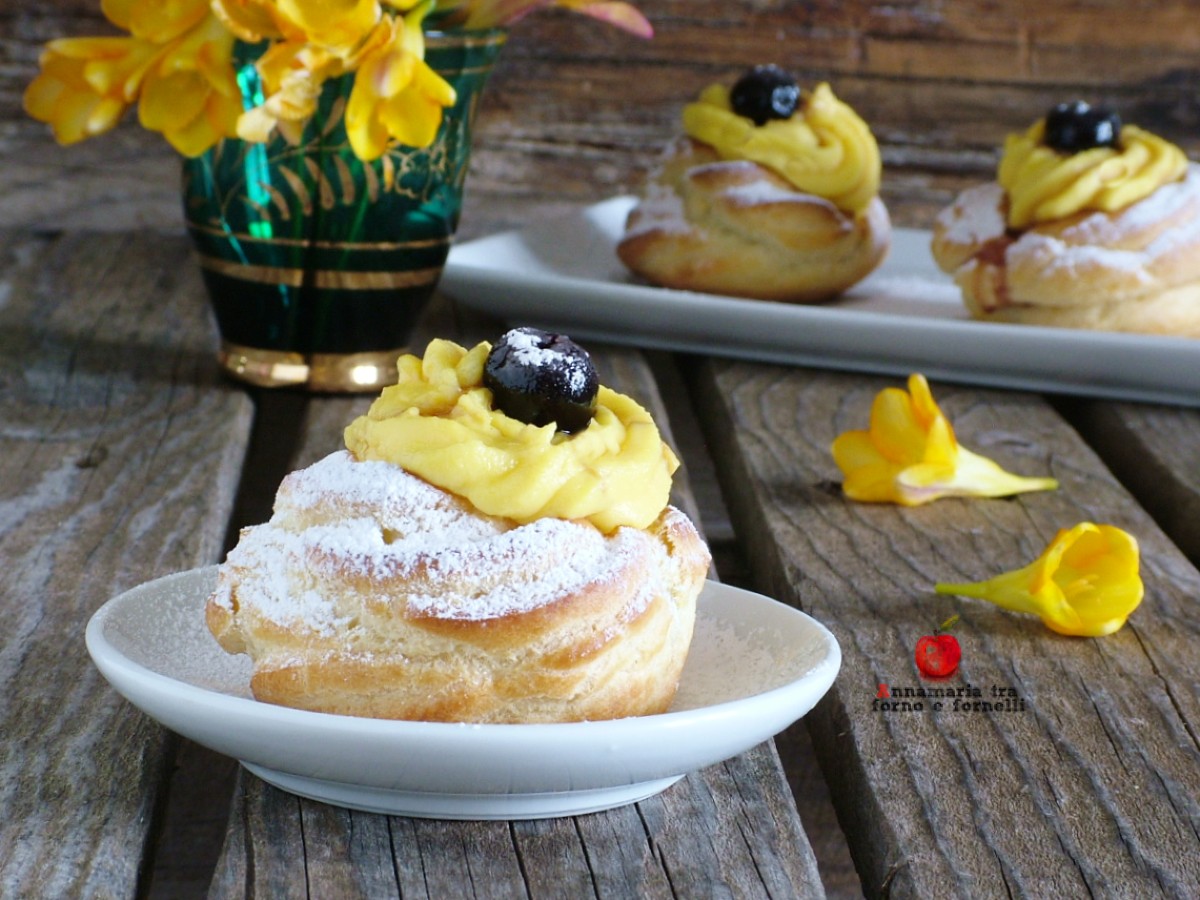 Zeppole con crema pastelera