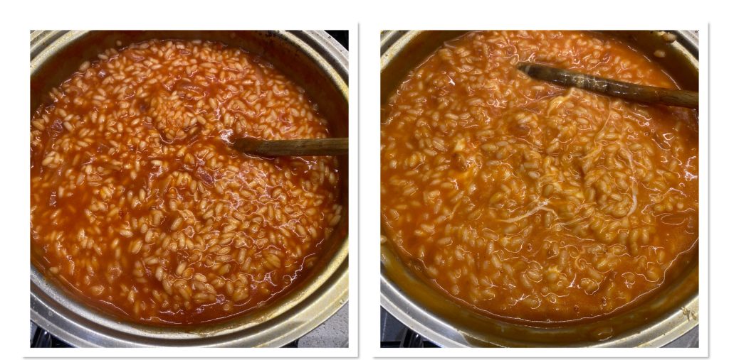 Arroz fundente con mozzarella y tomate