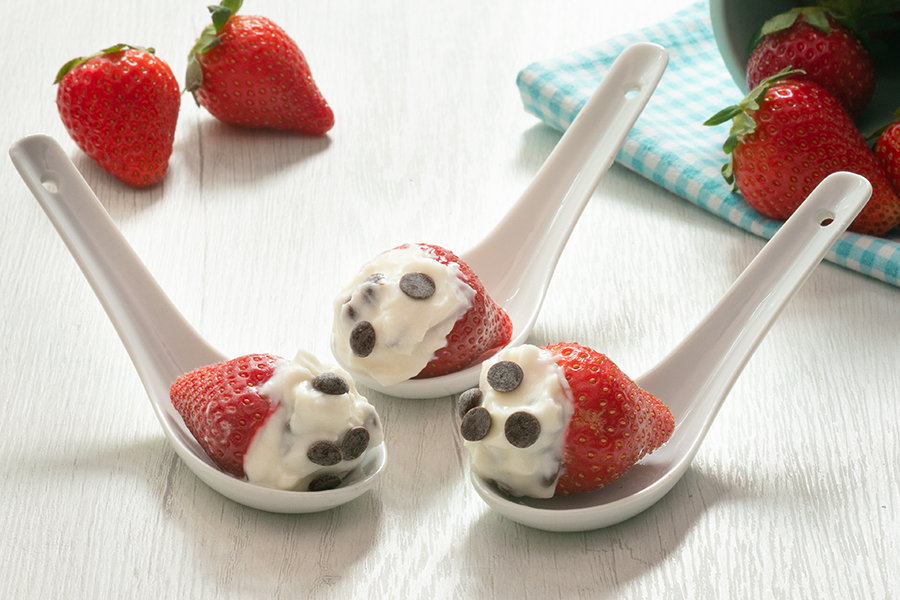 Fresas rellenas con chispas de chocolate