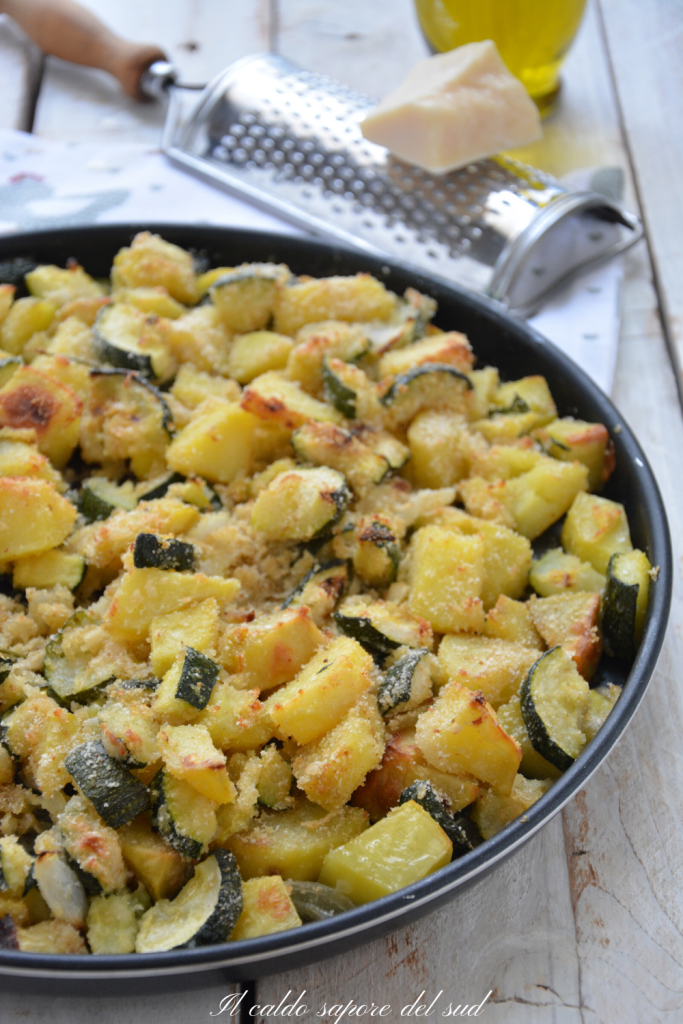 Patatas y calabacines gratinados al horno