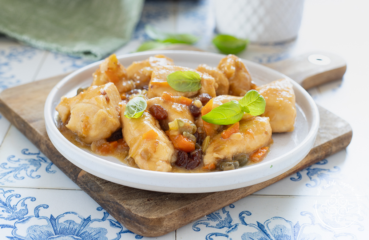 Pechuga de pollo agridulce a la siciliana