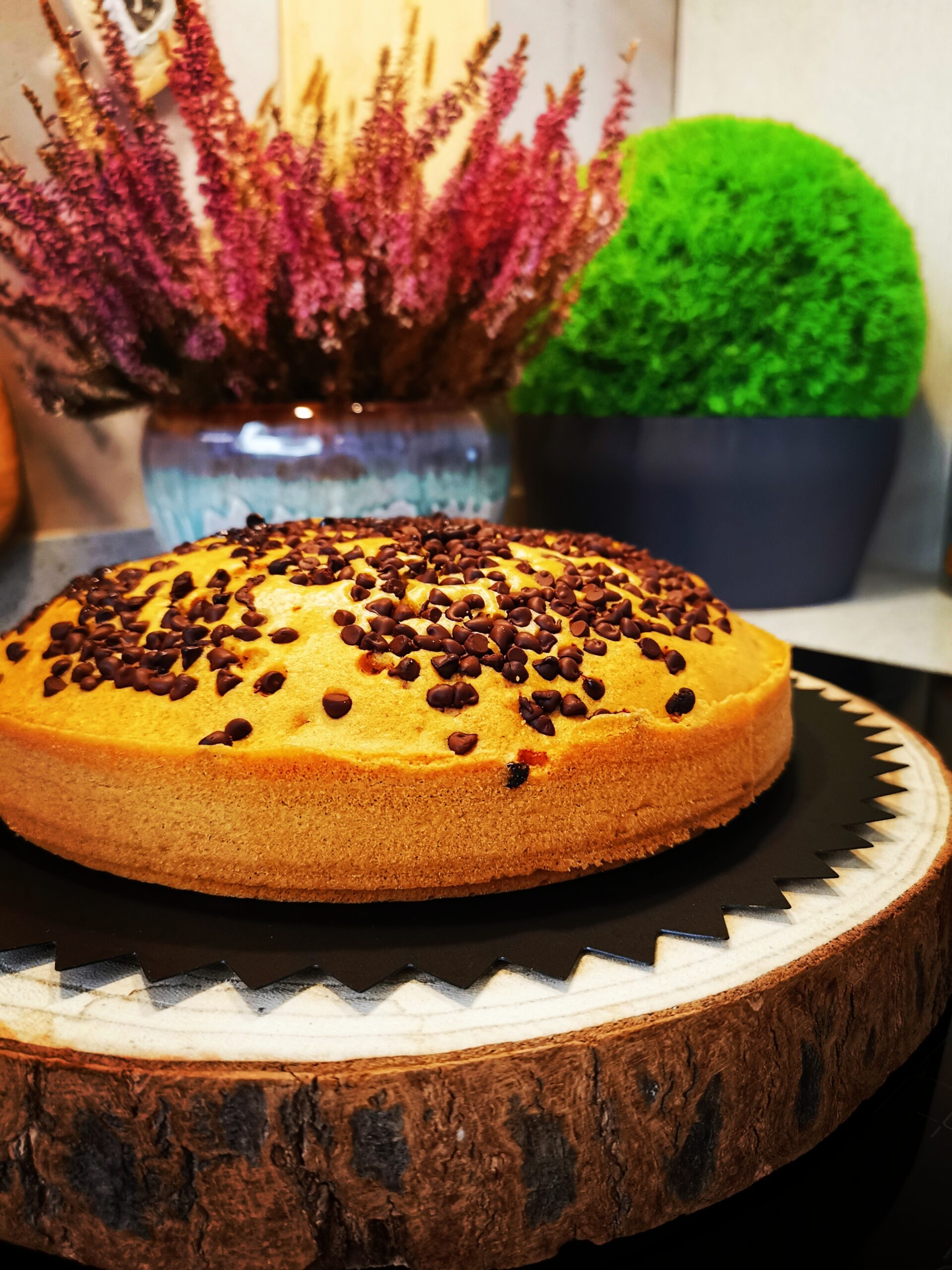 Tarta de agua con pasas y chocolate