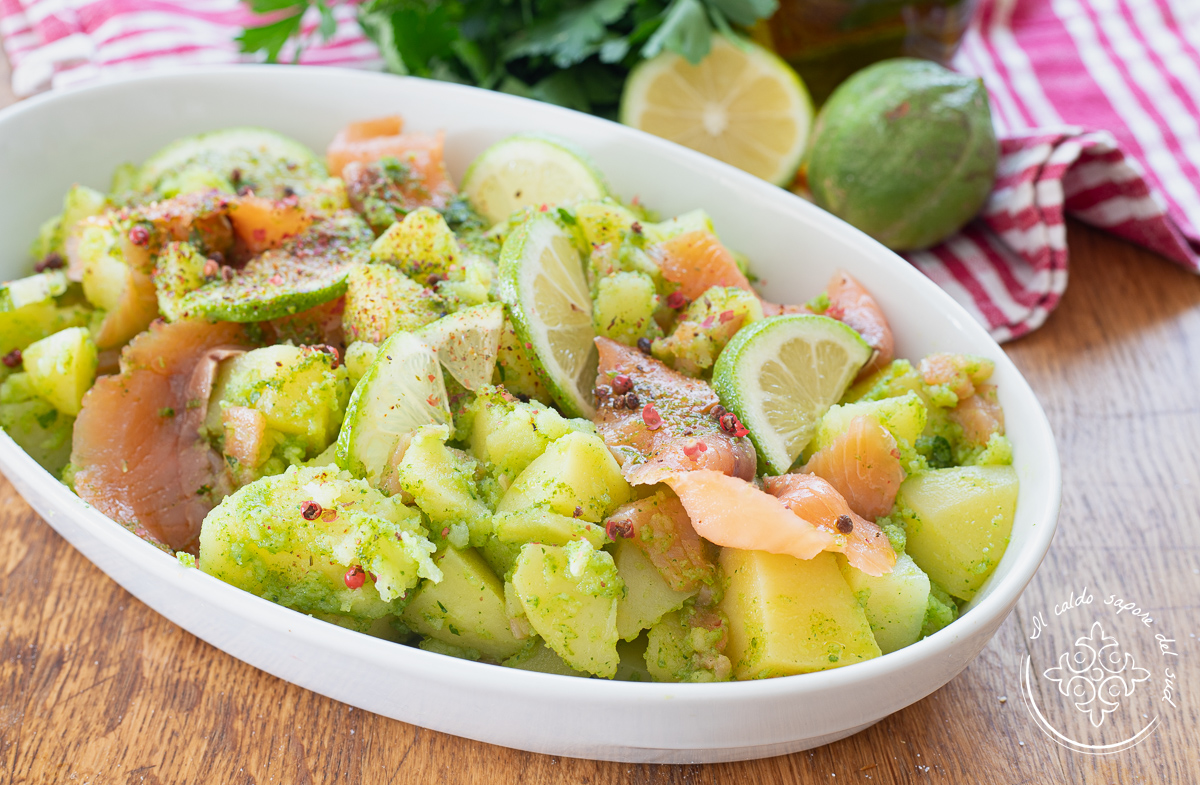 Ensalada de patatas y salmón ahumado