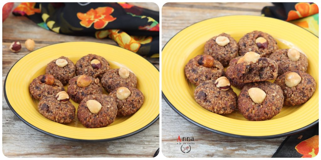 Galletas rústicas de caqui-manzana con avena y chocolate