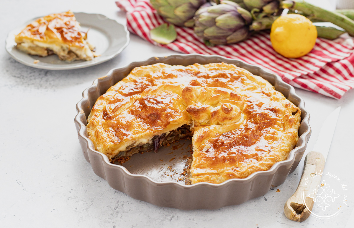 Tarta salada de alcachofas fácil y rápida