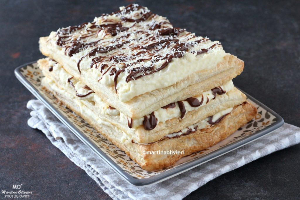 Milhojas con crema de coco y chocolate - Sin gluten y sin lactosa