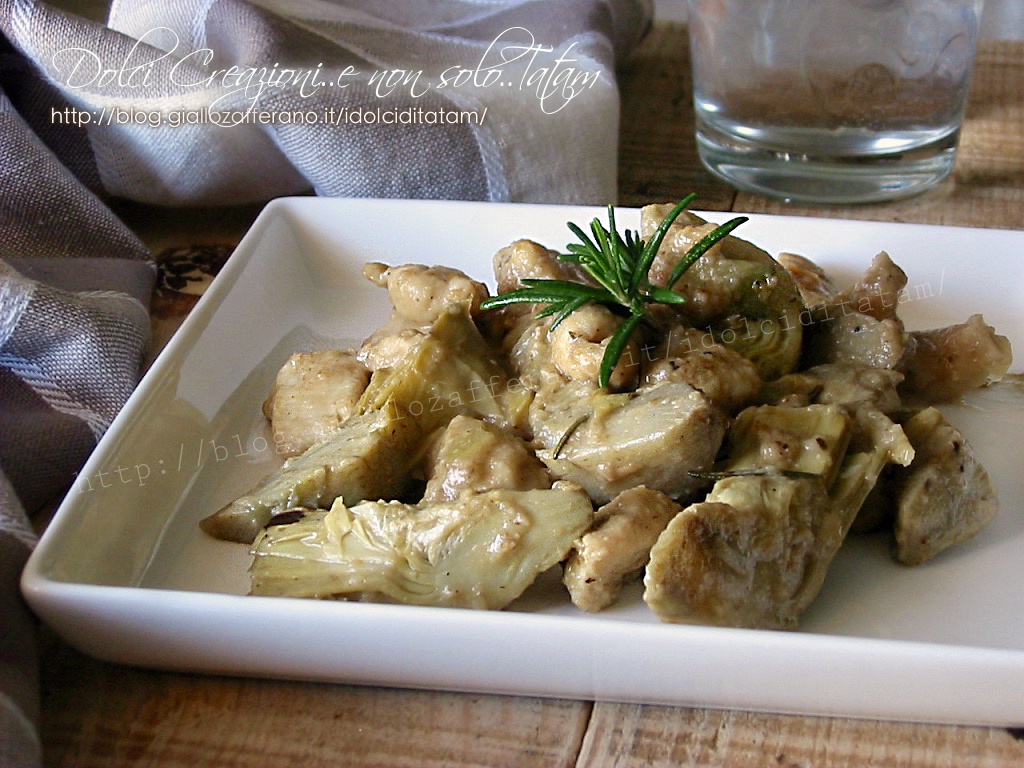 Pollo con alcachofas en sartén, receta ligera