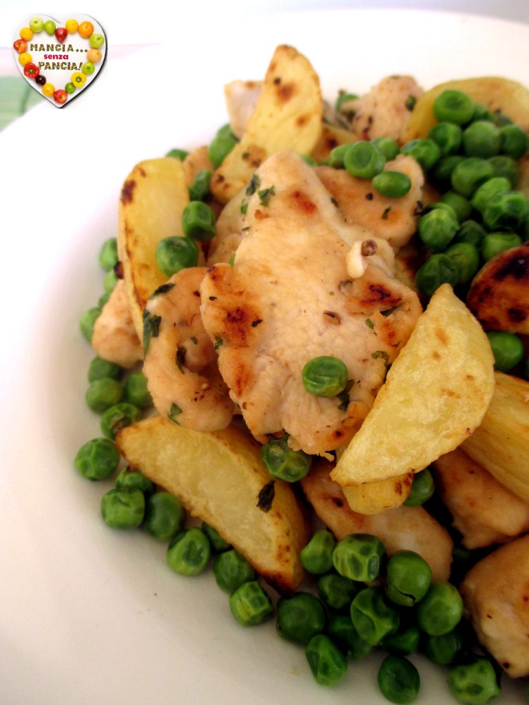Pollo con patatas y guisantes en sartén, Mangia senza Pancia