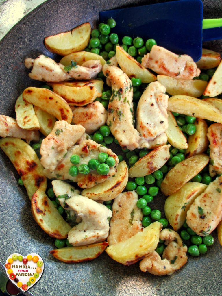 Pollo con patatas y guisantes en sartén, Mangia senza Pancia