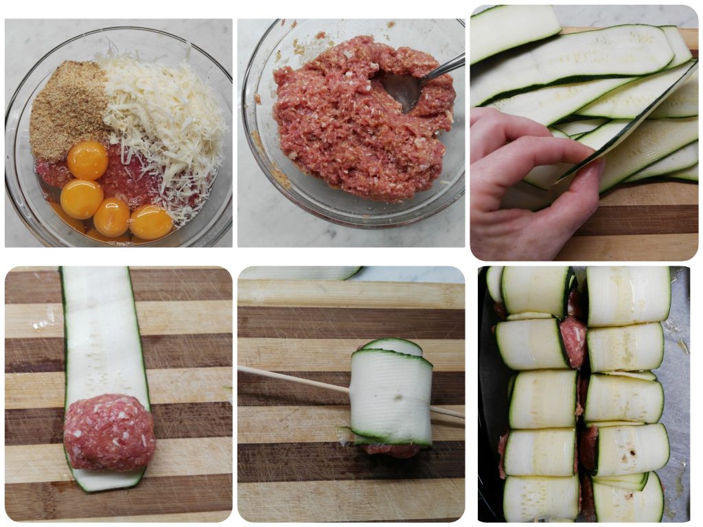 Rollitos de calabacín con albóndigas