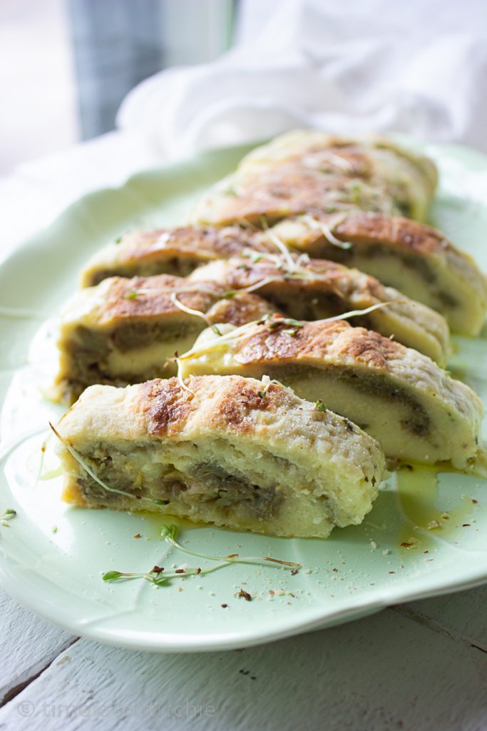 Rollo de patatas y alcachofas