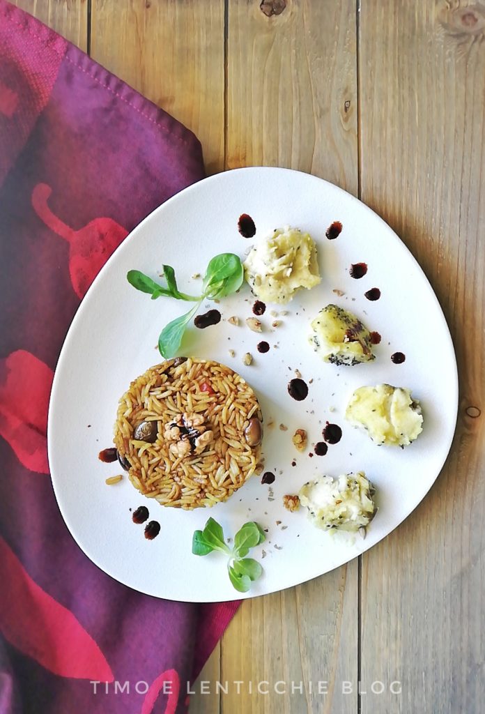 Arroz integral al curry con puré de habas