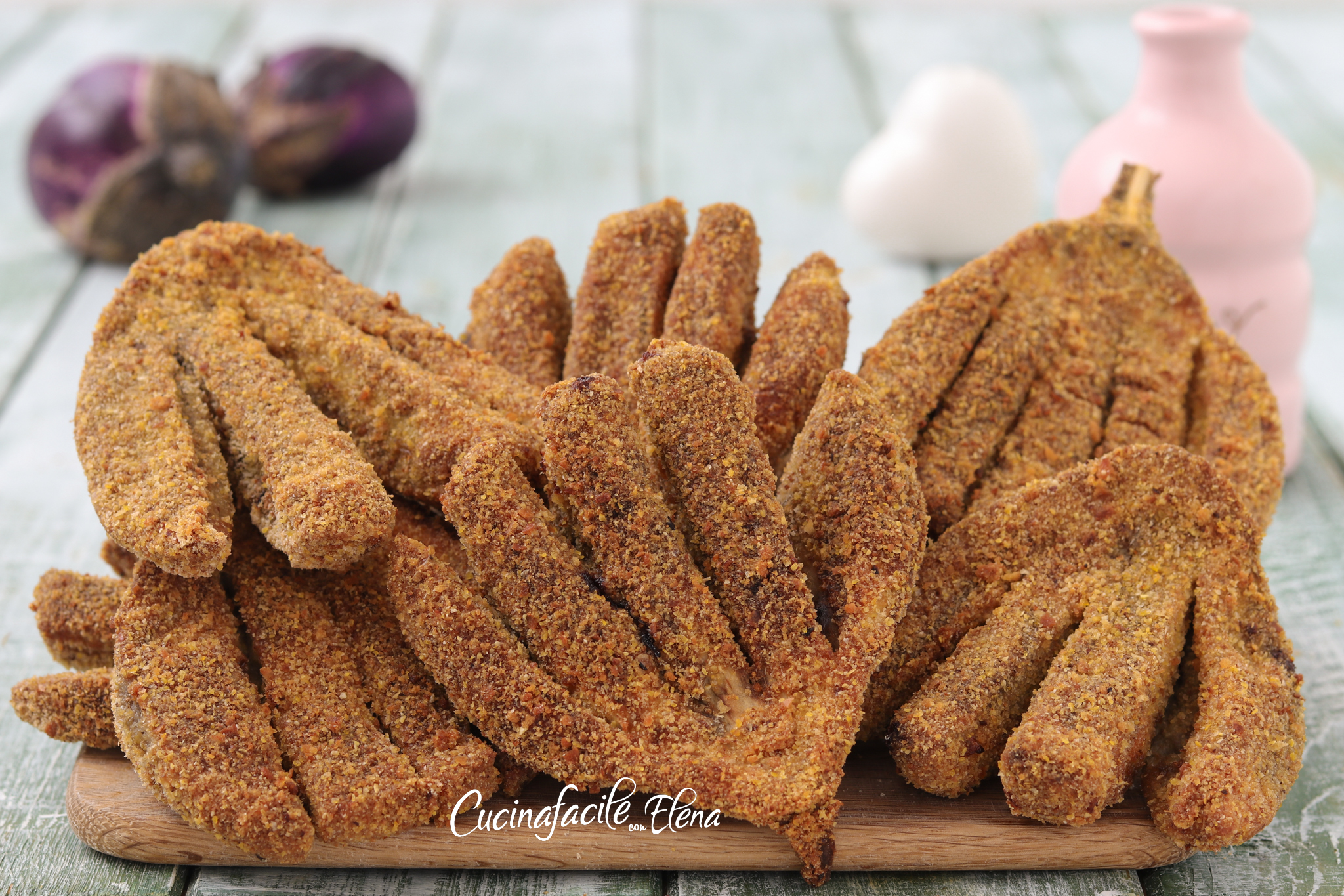 Berenjenas en abanico empanadas