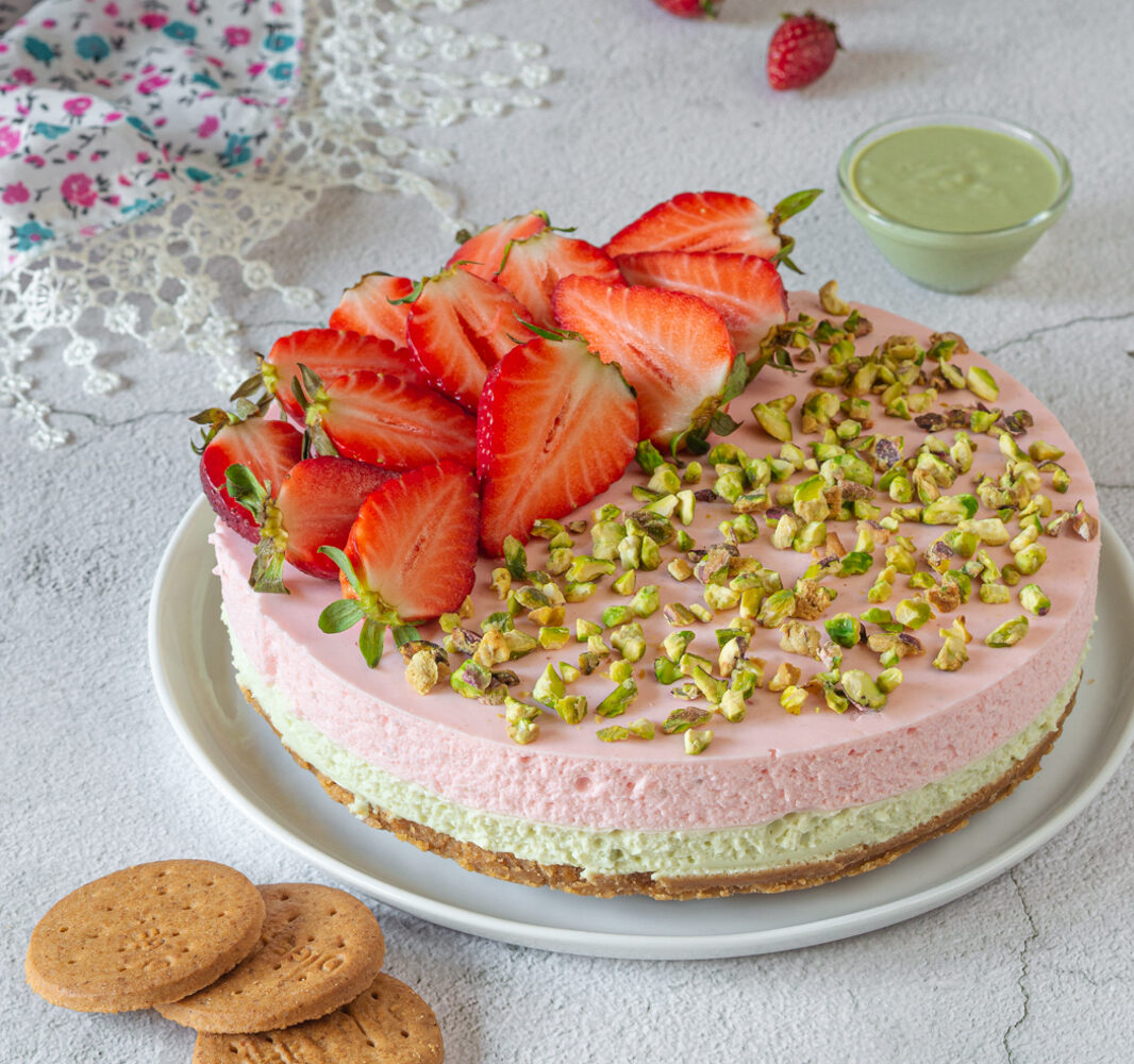 Cheesecake fresas y pistacho