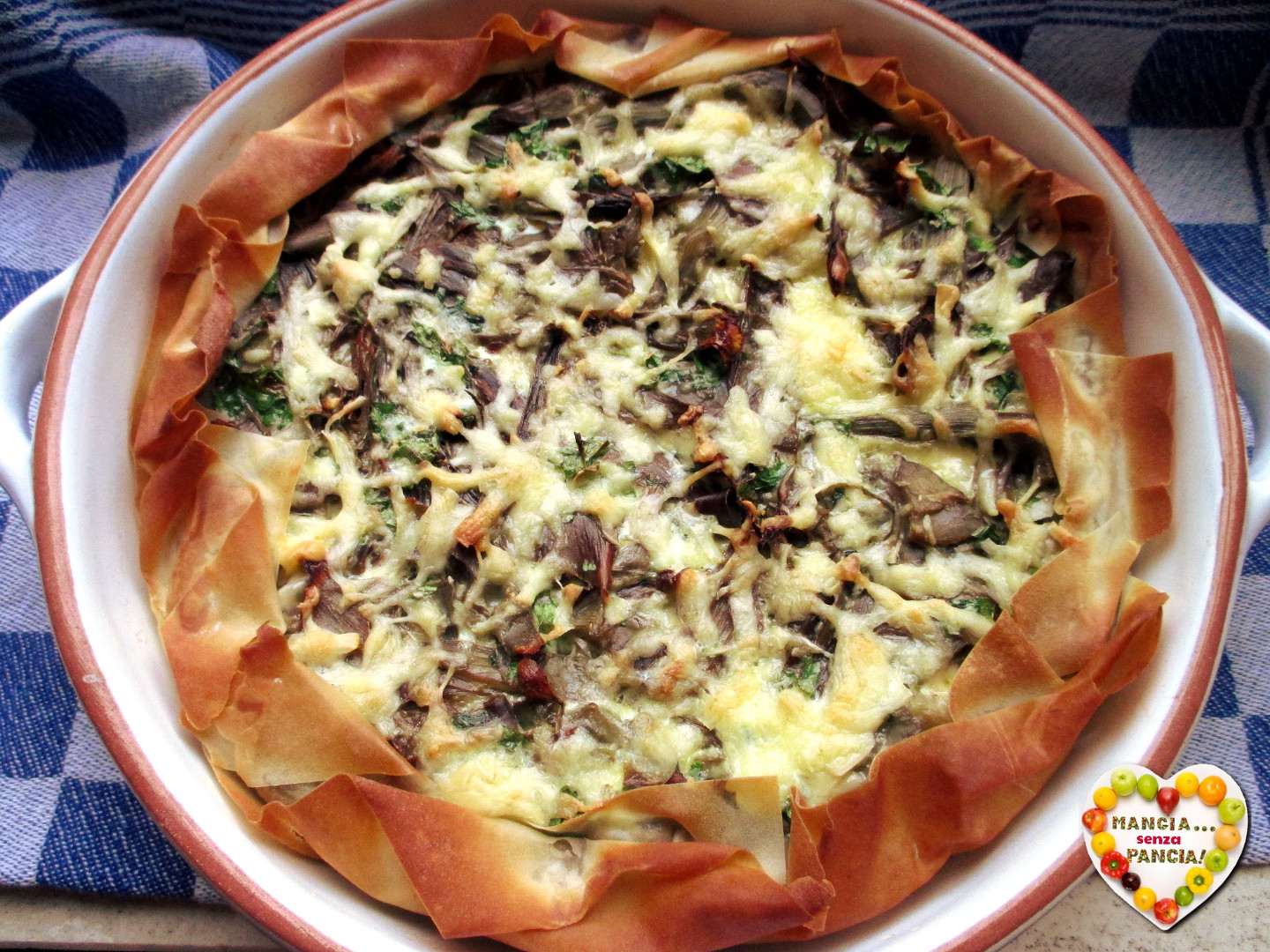 Quiche ligera de alcachofas y queso