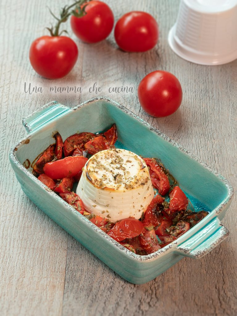 Ricotta con tomatitos en freidora de aire
