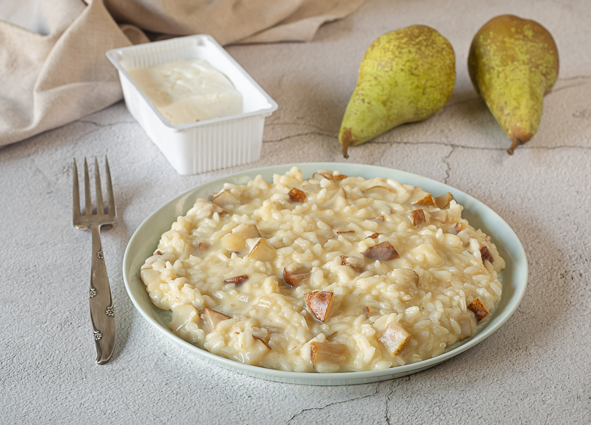Risotto de peras y crescenza
