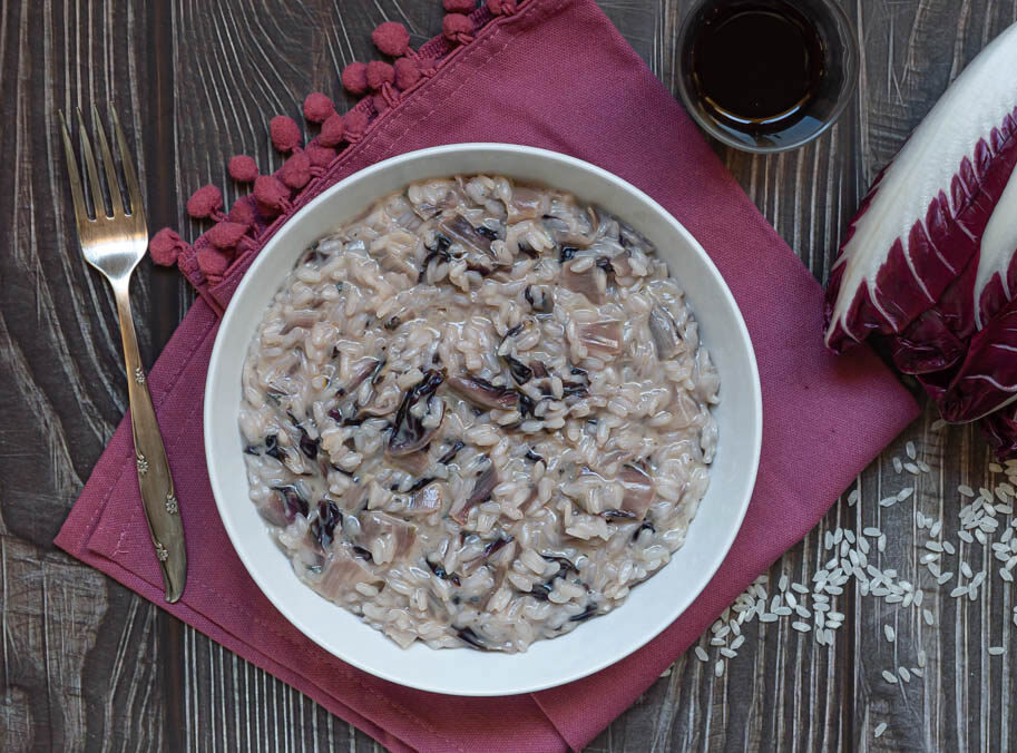 Risotto de radicchio y gorgonzola picante