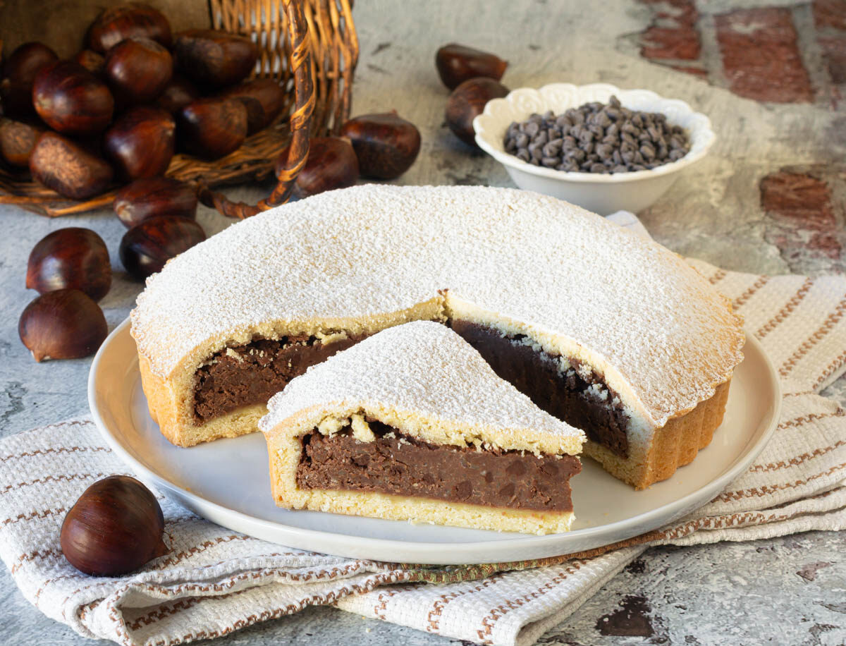 Tarta de castañas y chocolate