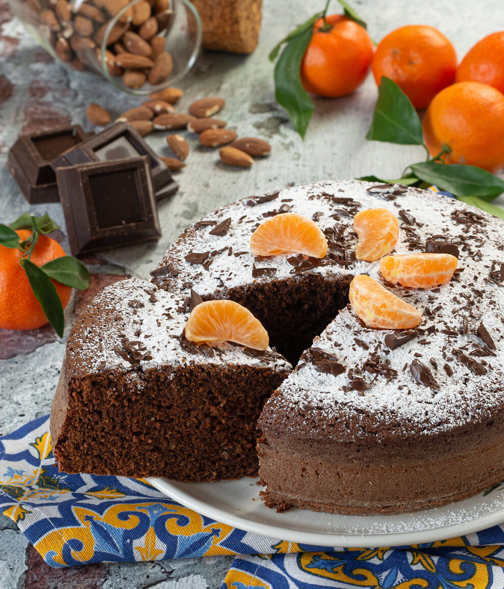 Tarta de chocolate y clementinas