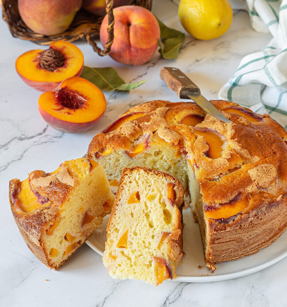 Tarta de melocotones y yogur