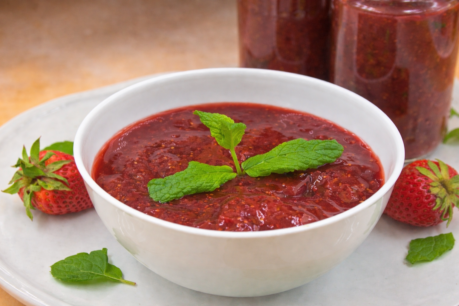 Mermelada de fresas y menta casera