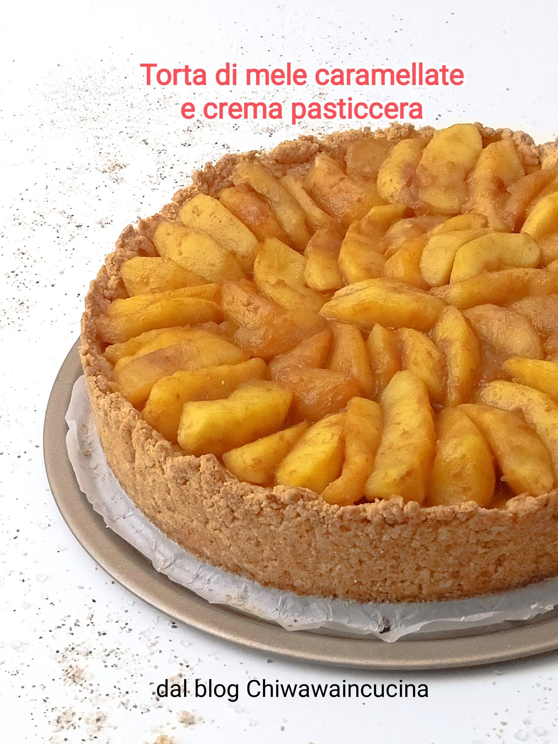 Tarta de manzana caramelizada y crema pastelera