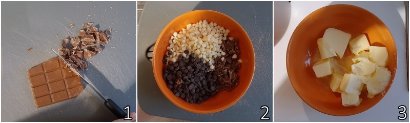 a. picar el chocolate y ablandar la mantequilla