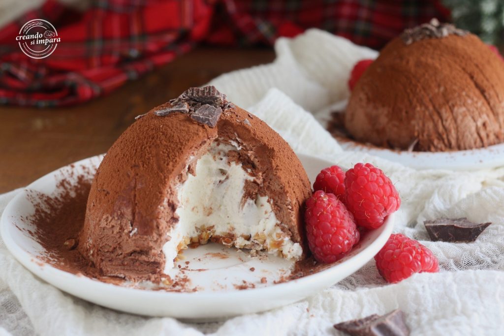 Zuccotto monoporzione panna e cioccolato