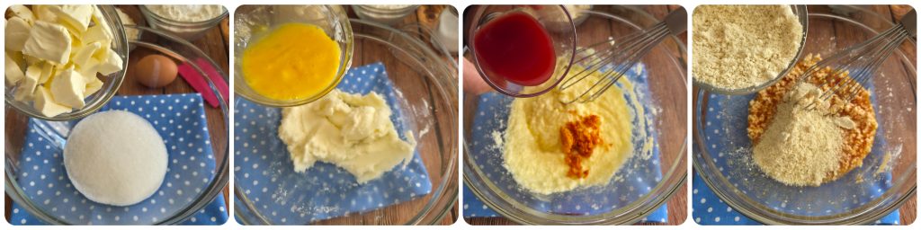 preparazione della colomba crinkle all'arancia e mandorle