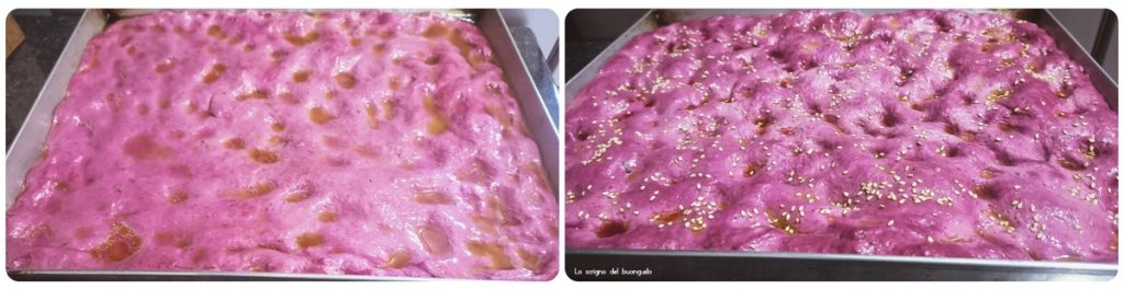 Focaccia esponjosa de remolacha