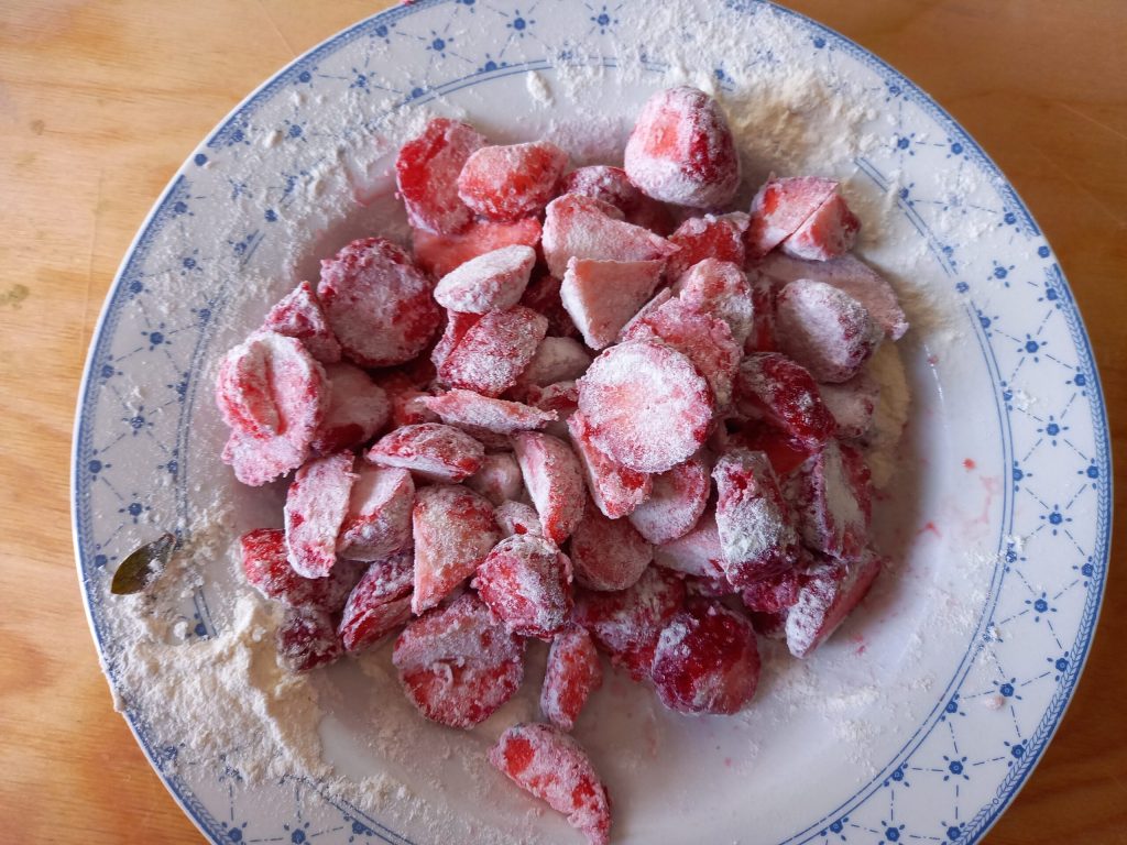 fresas enharinadas