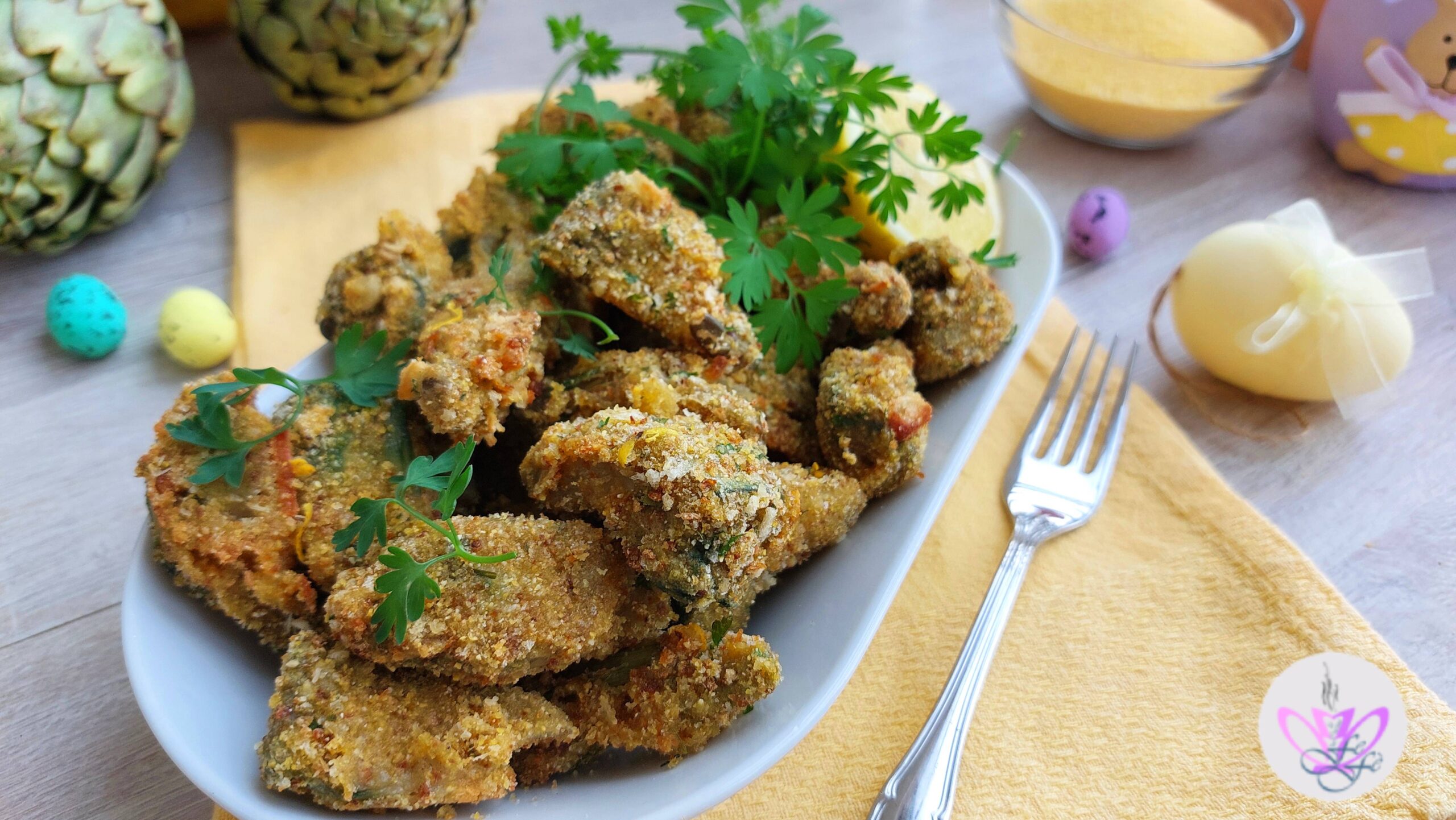 Gajos de alcachofas gratinadas al horno